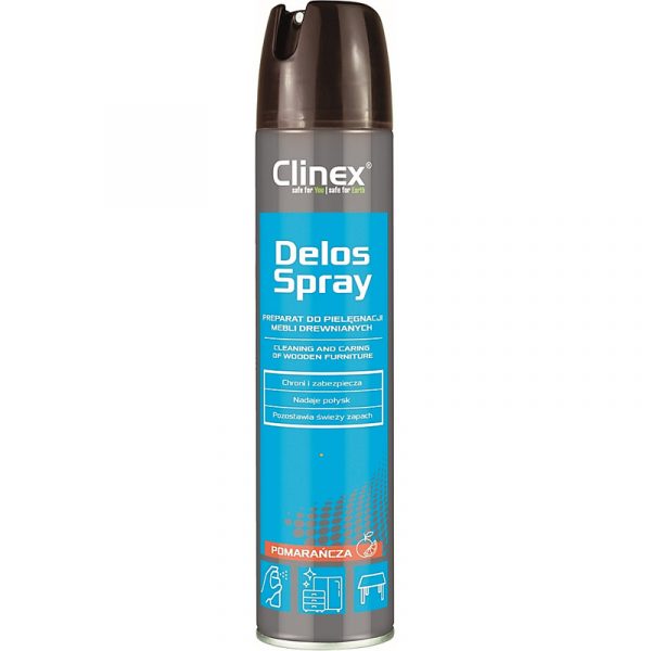 Spray do pielęgnacji i czyszczenia mebli drewnianych CLINEX Delos Shine, 300ml