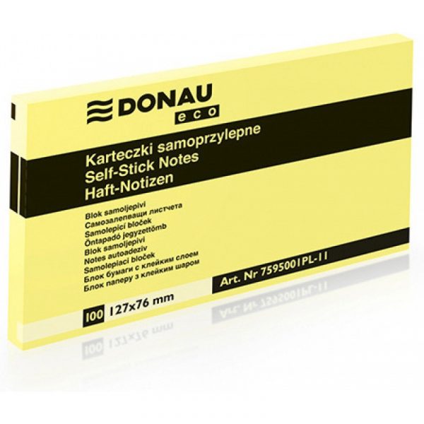 Karteczki Donau Eco 76x127mm żółte (100)