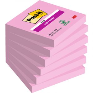 KARTECZKI POST-IT SUPER STICKY 76x76mm RÓŻOWE (6x90)