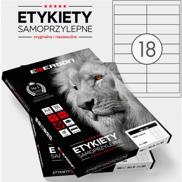Etykiety Emerson A4 100x30mm białe (100)
