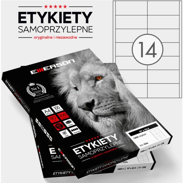 Etykiety Emerson A4 97x42.4mm białe (100)