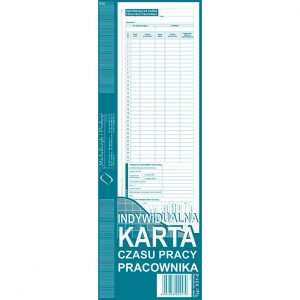 INDYWIDUALNA KARTA CZASU PRACY PRACOWNIKA 1/2 A4 (OFFSET)