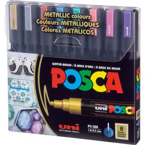 Markery z farbą plakatową Uni POSCA PC-5M 8 koloró
