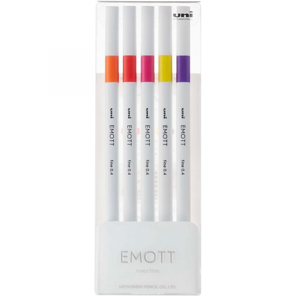 Cienkopisy Uni Emott No.2 0.4mm 5 kolorów