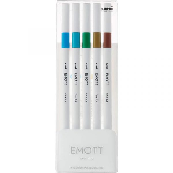 Cienkopisy Uni Emott No.4 0.4mm 5 kolorów