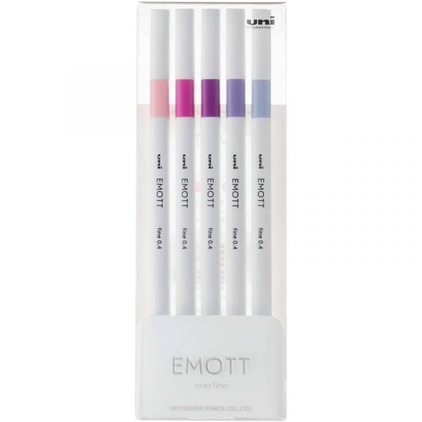 Cienkopisy Uni Emott No.7 0.4mm 5 kolorów